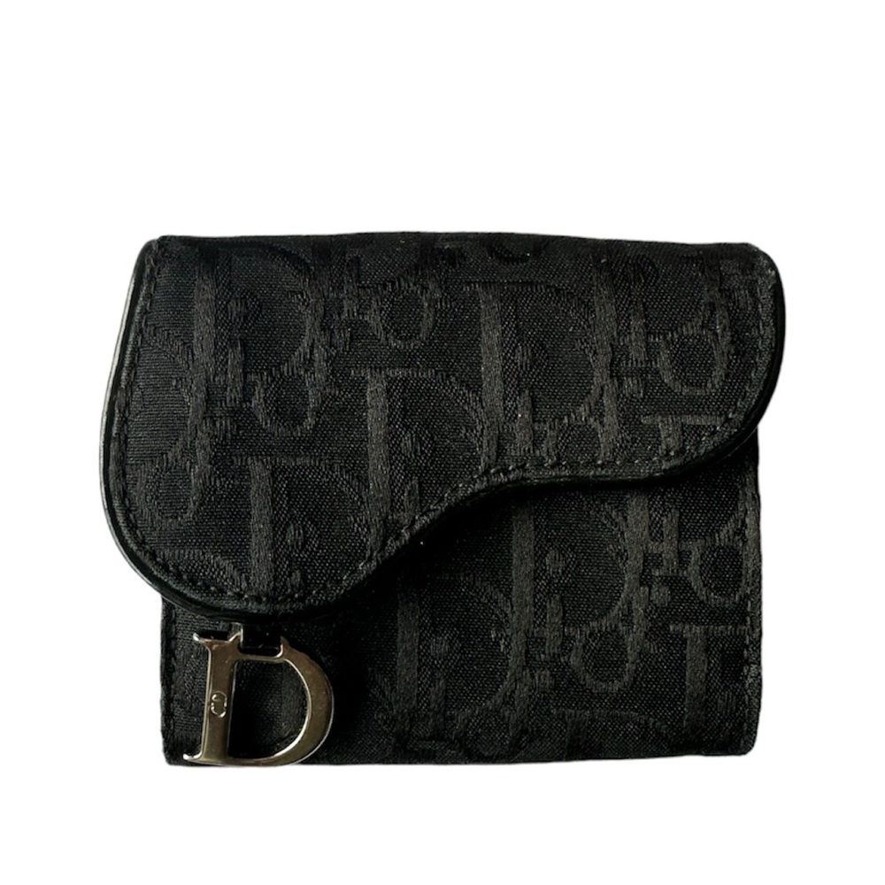 Dior Black Oblique Canvas Saddle Wallet
